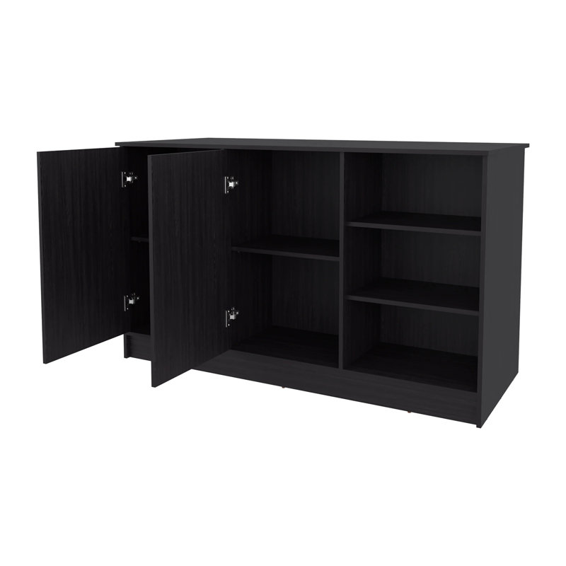 Wengue Kitchen Island with 2-Door and Open Storage