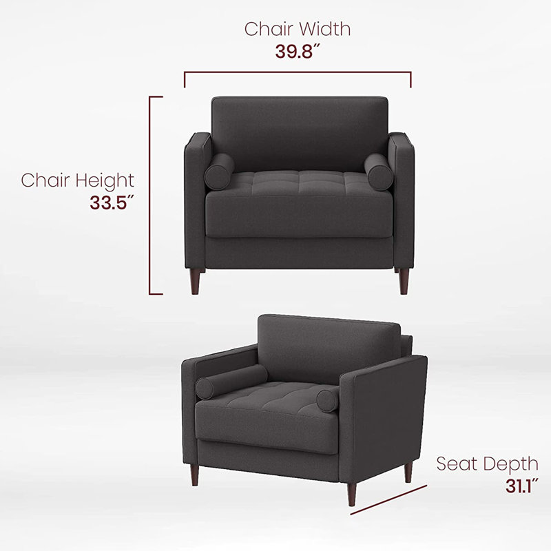 Zaiya Upholstered Armchair, Heather Gray 100% Polyester