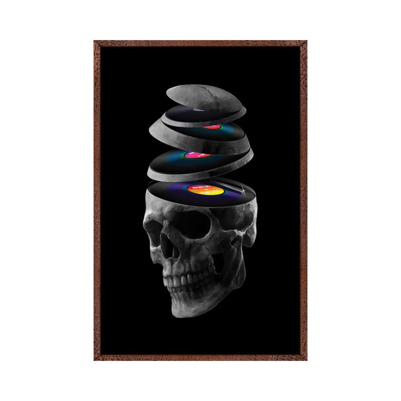 Dead Records by Nicebleed - Print on Canvas, 101.6cm H x 66.04cm W x 3.81cm D, Classic Brown Wood Framed