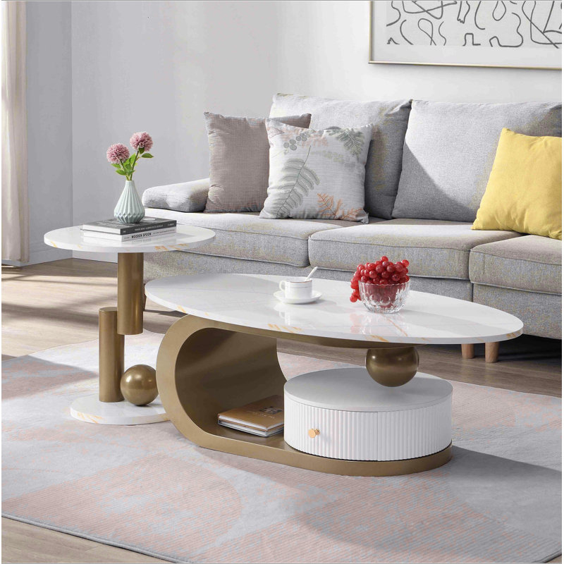 Ensemble de 2 tables de bout Modern Modern, Doré