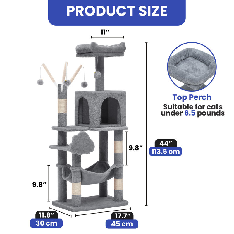 Fiton 44'' H Cat Tree, Light Gray