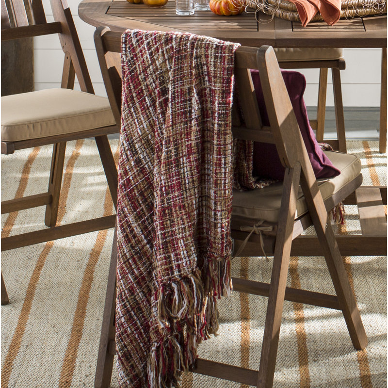 Hand Woven Multicolor Acrylic Throw with Fringe