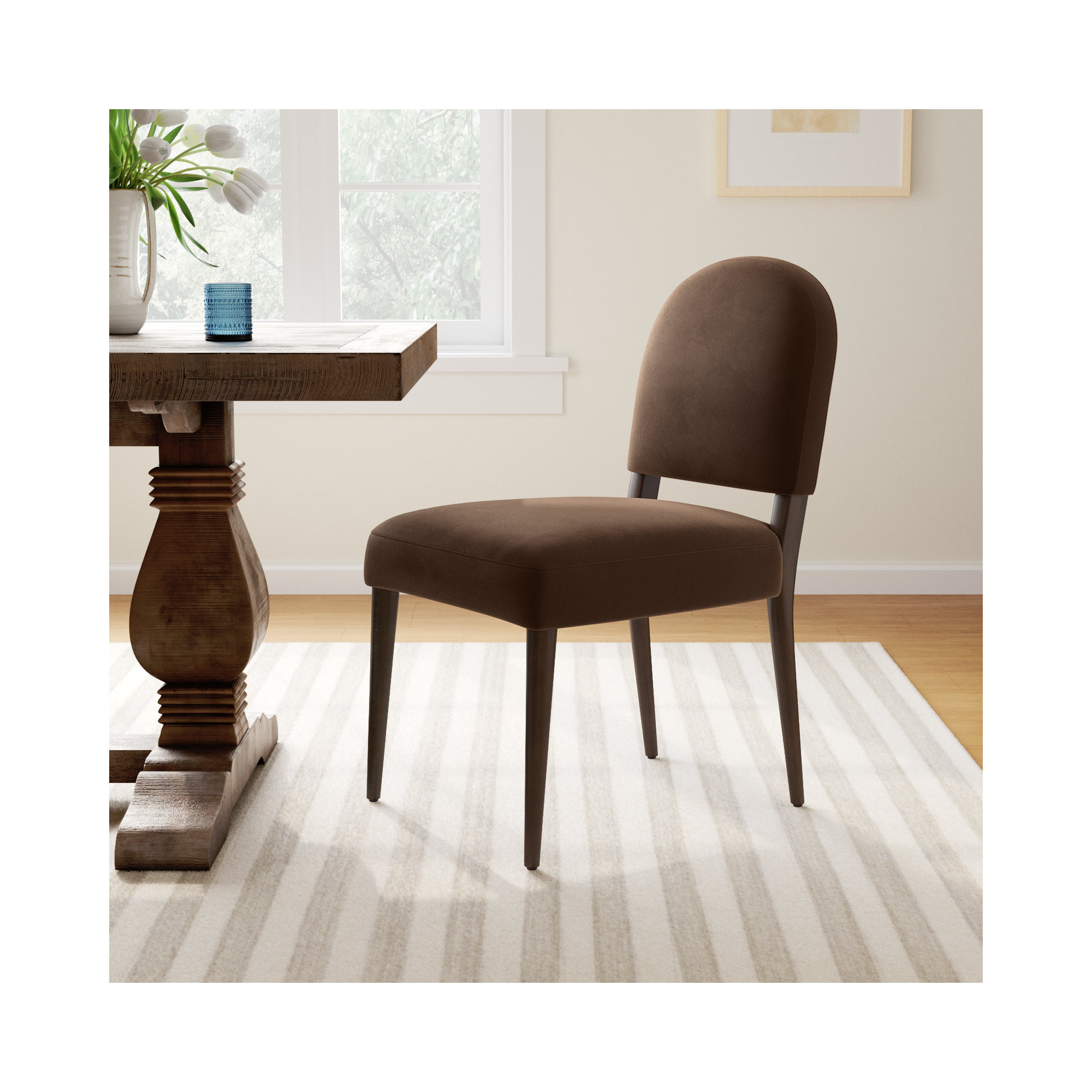 Berkely Upholstered Side Chair, Burnt Oak, Sapphire Coco