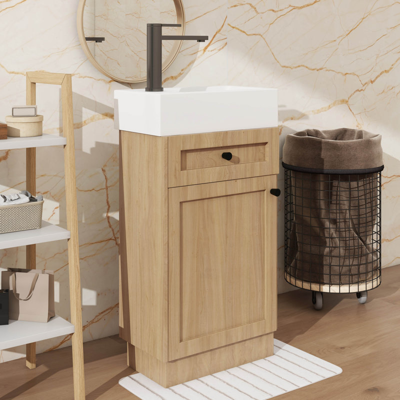 Ensemble de meuble-lavabo polyvalent de 18,5 po avec lavabo réversible en résine et tablette réglable