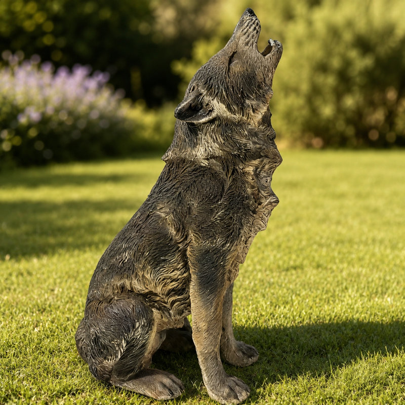 Statue de jardin loup hurlant en résine 29,72 po
