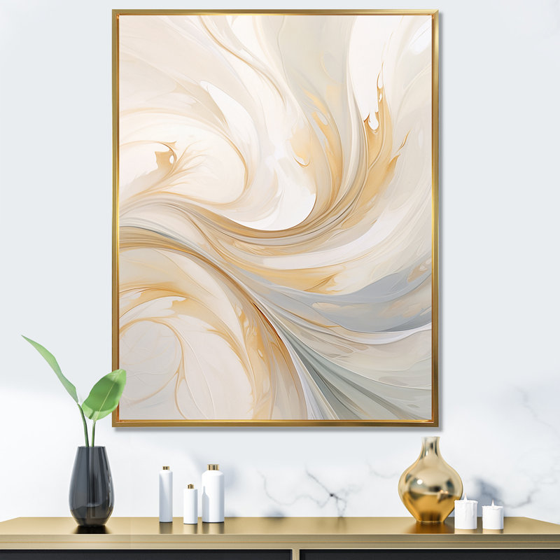Tender Whirling Illustration - Print on Canvas, Gold Floater Framed, 32" H x 16" W x 1" D