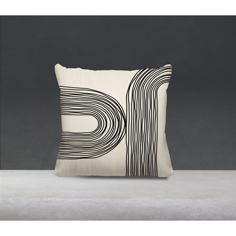 Coussin décoratif réversible intérieur / extérieur Cassie, Crème / Noir, H 19 po x l 19 po