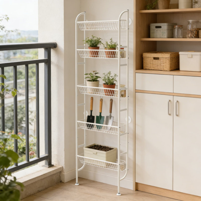 Étagère murale étroite à 5 niveaux pour le rangement derrière la porte, organisateur en métal mince pour la cuisine, la salle de bain et le salon