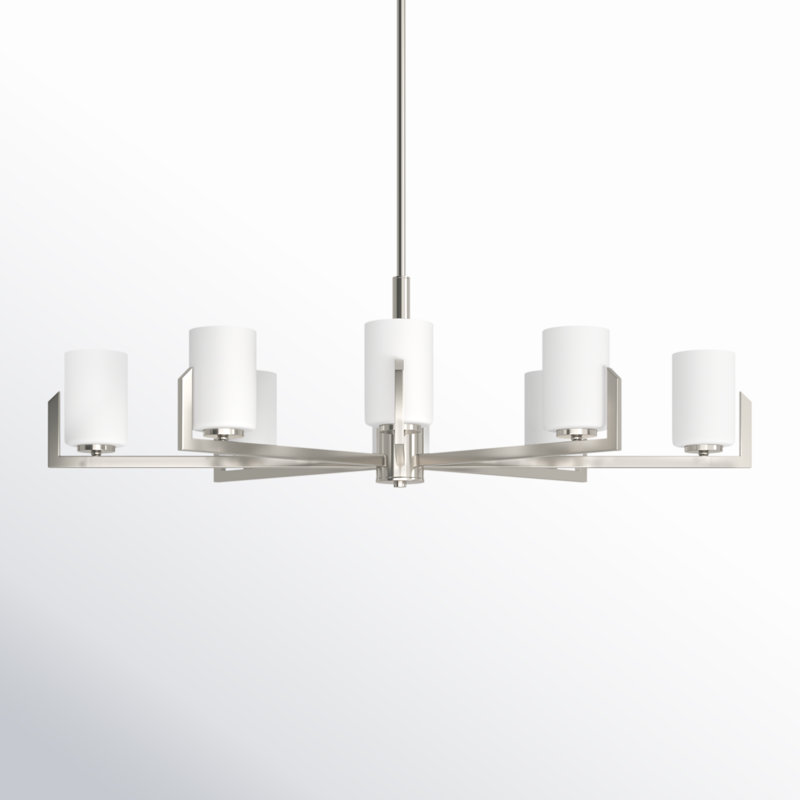 8-Light Shaded Classic / Traditional Chandelier, Satin Nickel