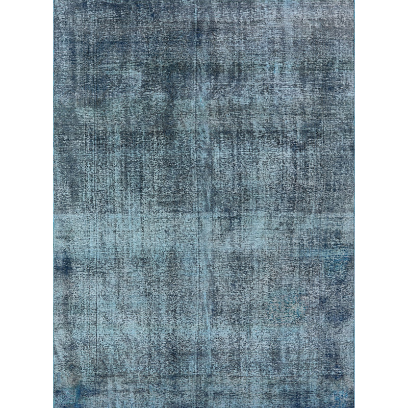 Tapis abstrait gris / bleu sarcelle Coover, Rond 7 pi