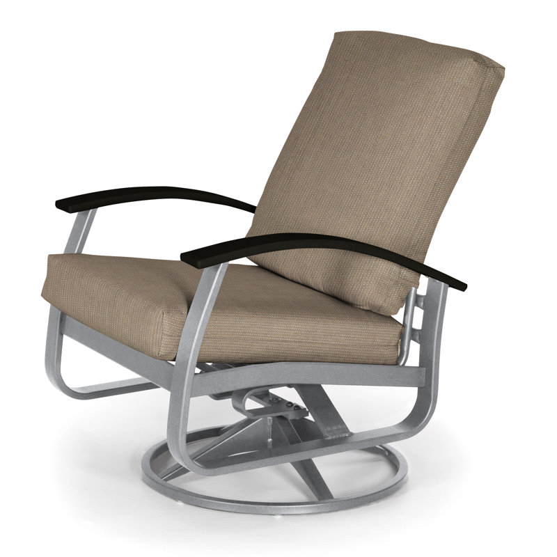 Belle Isle Outdoor Swivel Lounge Chair, Black P70, Cast Slate Sunbrella® Plainweave, Textured Snow