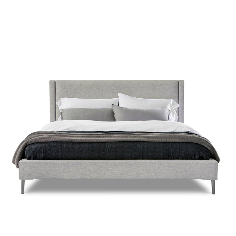 Izzy Upholstered Metal Platform Bed, Queen, Pure Gray