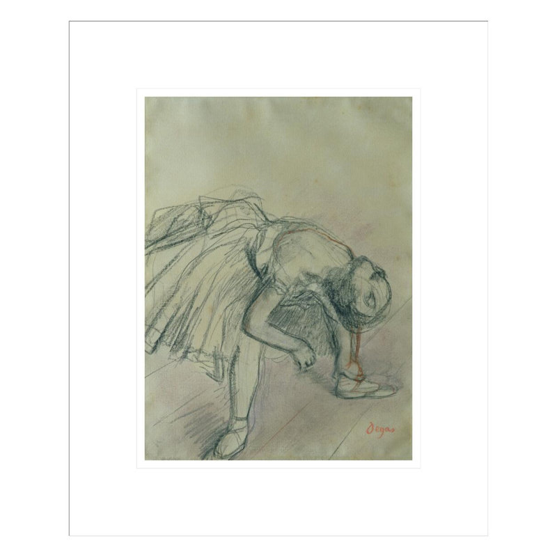 Danseuse fixant sa pantoufle par Edgar Degas, impression giclée encadrée, H 16,61 po x l 13,75 po