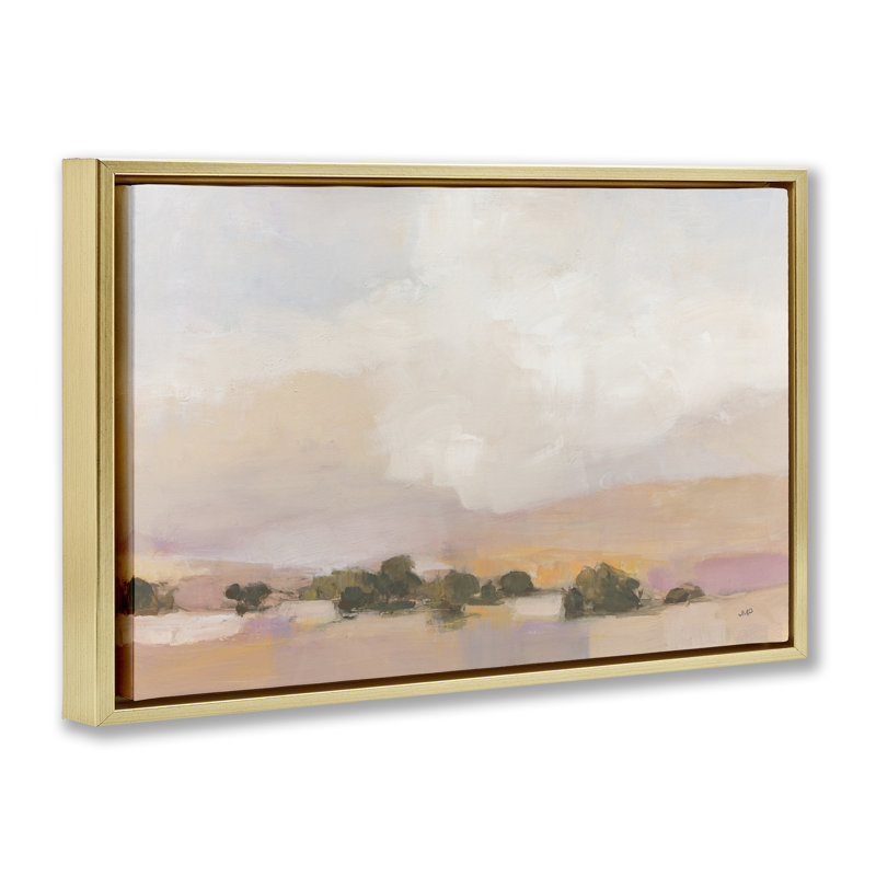 «Pastel Landscape Abstraction», art par Julia Purinton, H 17 po x l 25 po, Cadre flottant métallique doré