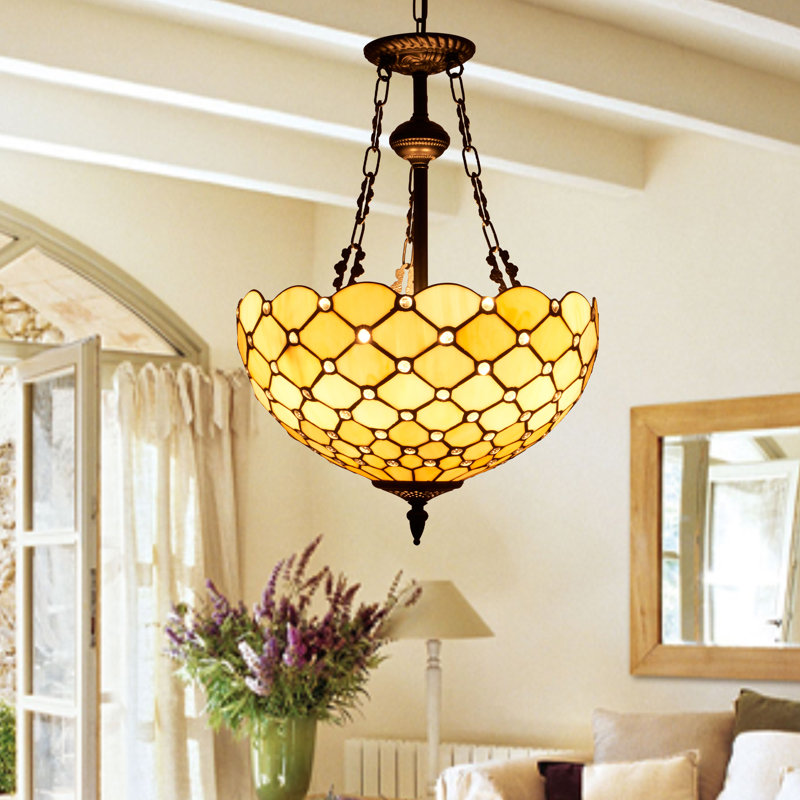 Stabler 3 - Light Dimmable Tiffany Geometric Chandelier
