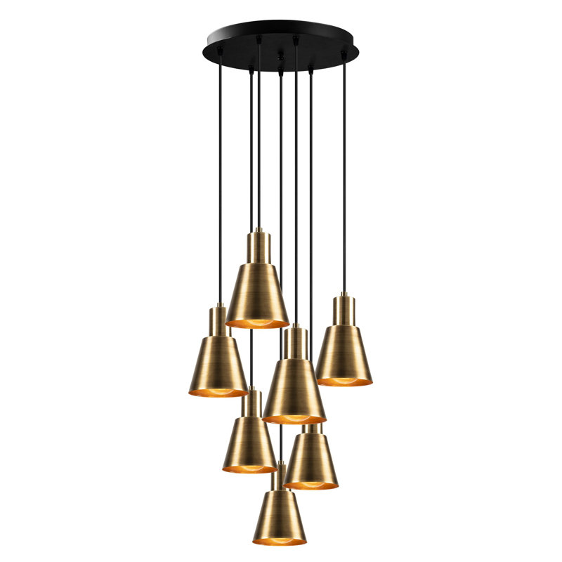 Lustre scandinave élégant, 16,9 po de diamètre x 43,7 po de hauteur | Structure en métal, hauteur réglable, plaque de base de 3,9 po | 7 x douilles E27 de 40 W maximum | Parfait pour les salles à manger et les espaces de vie modernes