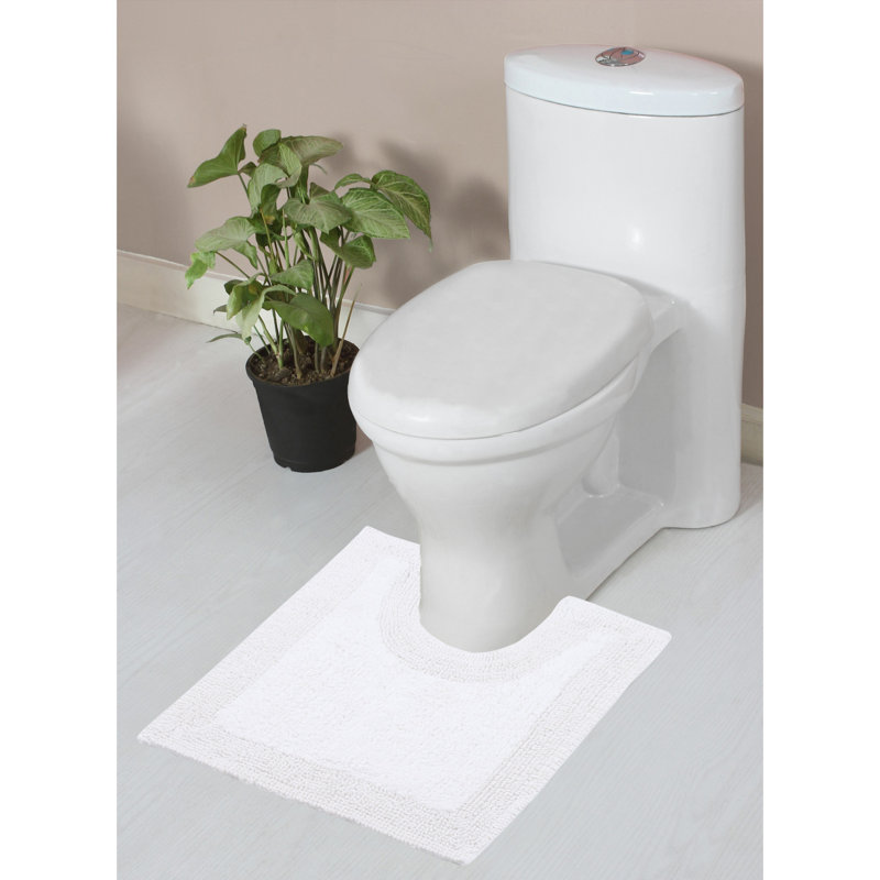 Bruss Luxury 100% Cotton Contour Bath Mat 20"x20" Reversible, White