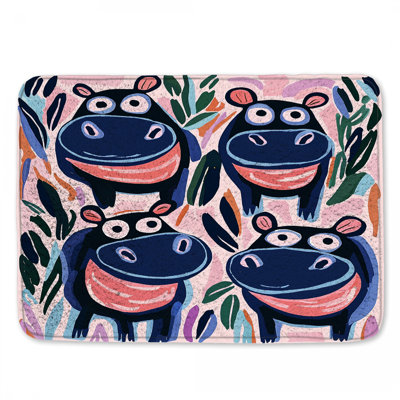 Cartoon Hippos Art Bath Mat