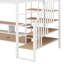 Lit mezzanine double en métal avec escalier, table intégrée et tablettes de rangement-566978670