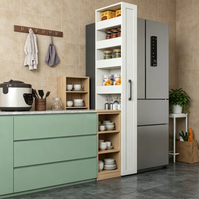 7 Tier Multi-Functional Pull-Out Multi-Tier Storage Single-Sided Open Shelf For Kitchen, Living Room & Narrow Spaces