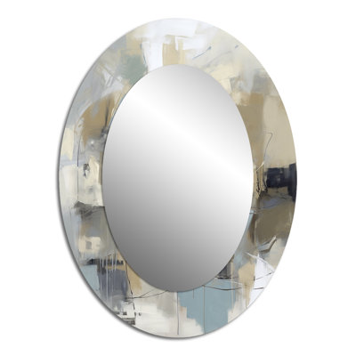 Miroir mural ovale sur métal Beige and Grey