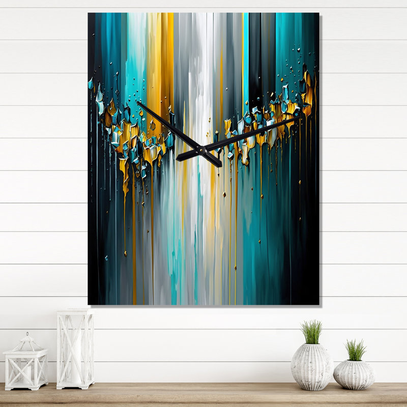 Horloge murale abstraite géométrique noire et verte IV - Animaux, H 40 po x l 30 po x P 1 po