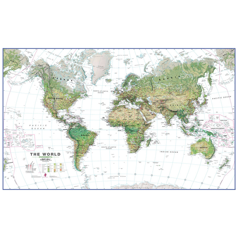 Huge World Wall Map Environmental White Ocean - No Frame Print