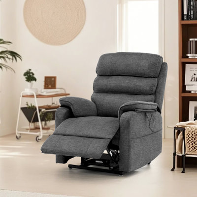Fauteuil inclinable électrique Power Lift, fauteuil chauffant et chauffant pour personnes âgées, fauteuil inclinable à deux moteurs avec 2 cordes anti-chute, fauteuil inclinable électrique à réglage de position infini (moyen, gris foncé)