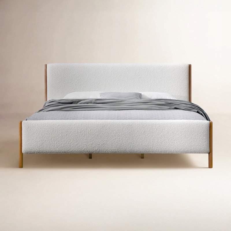 Lit plateforme tapissier Earley, Très grand, Blanc