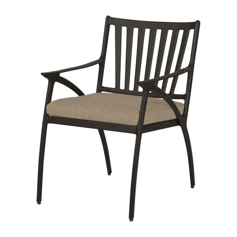 Amari Dining Chair Frame with Cushion, Canvas Heather Beige Sunbrella® Canvas, Carbon