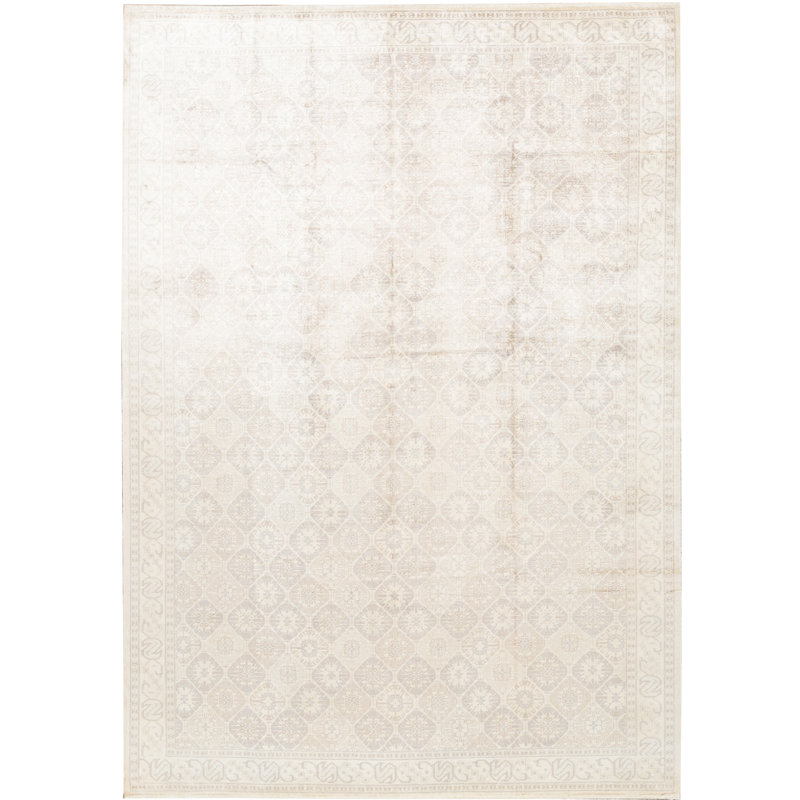 Tapis ivoire noué à la main Neo Villa, Rectangle 9 pi 9 po x 14 pi