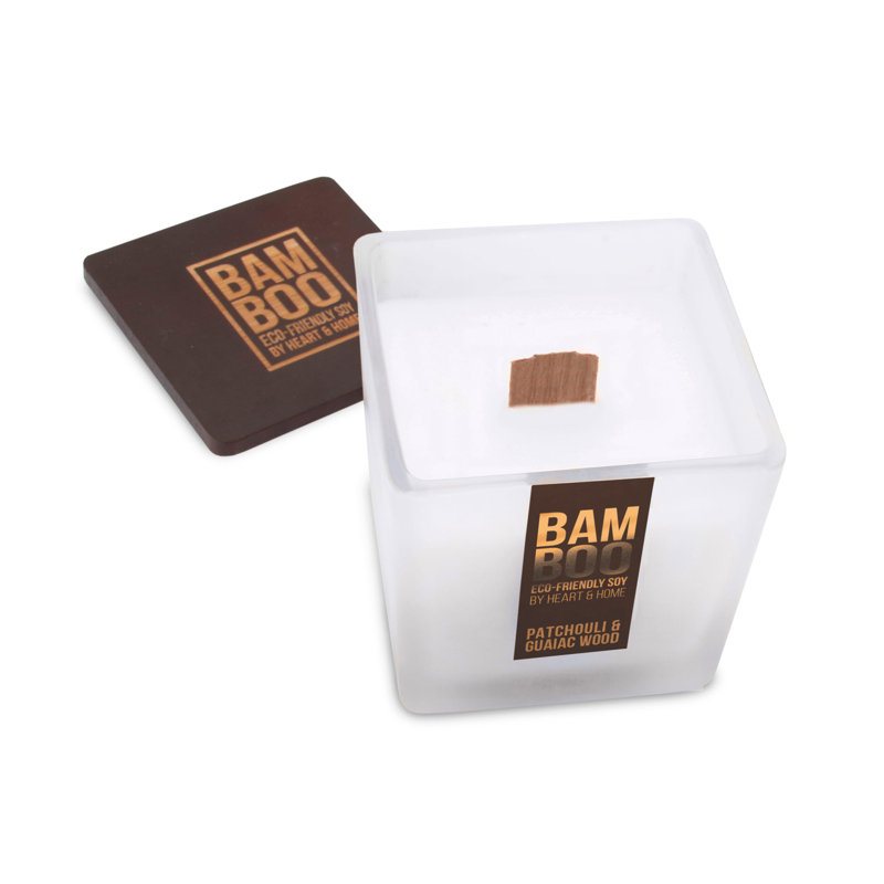 Bamboo Everyday Plant / Floral Scented Jar Candle with Glass Holder - Patchouli & Guaiac Wood, 573 Jar, 8.10" x 6.50" Jar