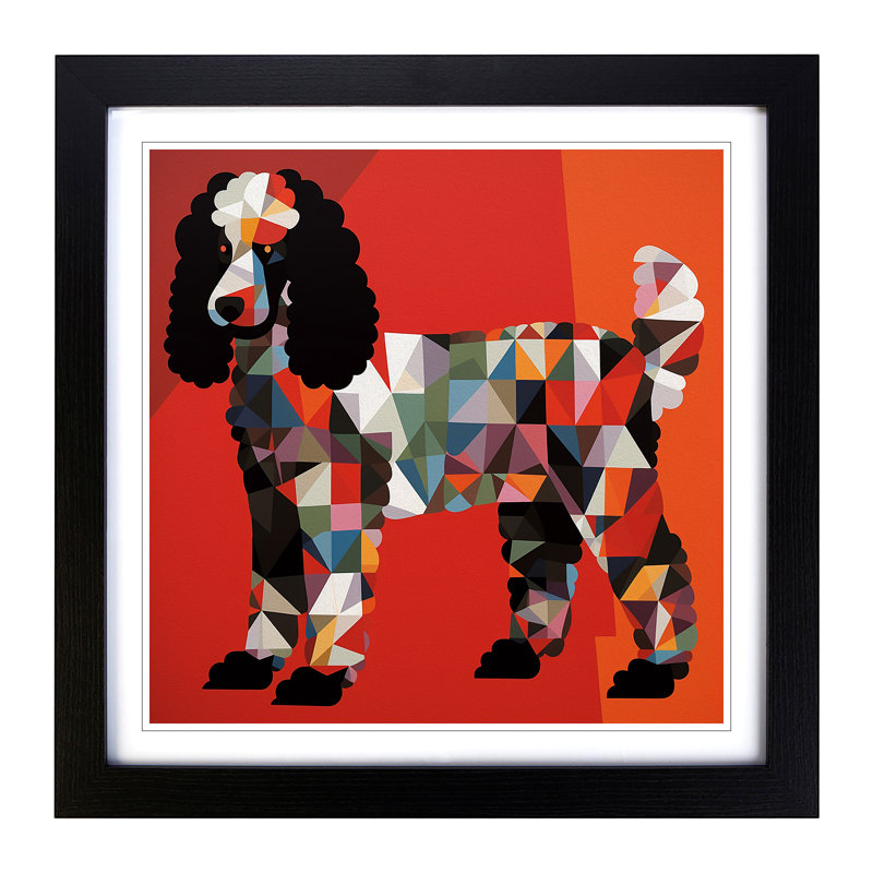 Poodle Constructivism No.1 - Framed Print, Black