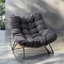 Chaise berçante avec coussin en rotin avec cadre en métal tissé-1054163893-1054163892
