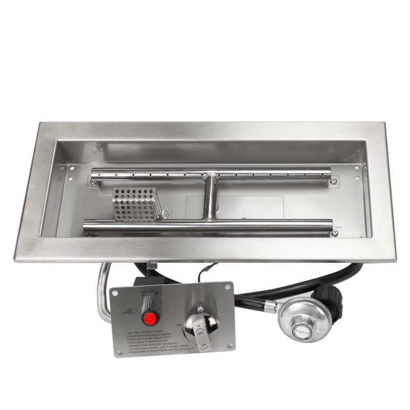 18" x 6" Stainless Steel Propane Fire Pit Burner Kit with Electronic Ignition