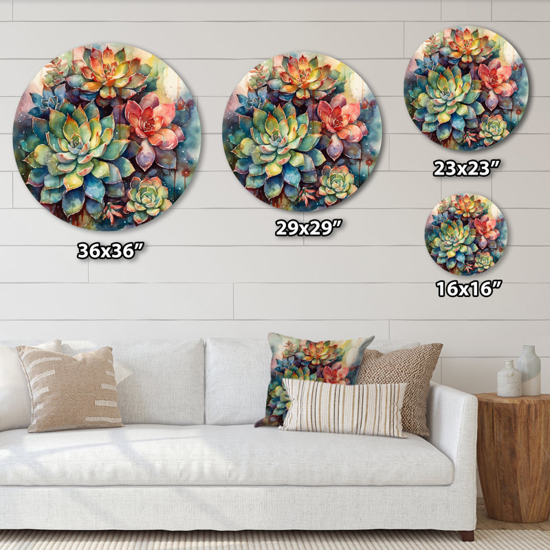 Manuli - Décoration murale ronde en métal à motif floral, H 23 po x l 23 po