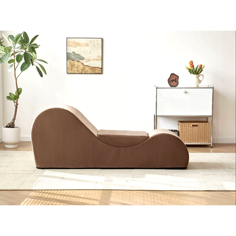 Chaise longue de détente Solace, conception ergonomique avec noyau en mousse haute densité à la fois doux et ferme, housse amovible lavable à la machine, brun