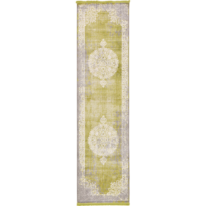 Malynn Oriental Area Rug, Runner 2'7" x 10', Light Green