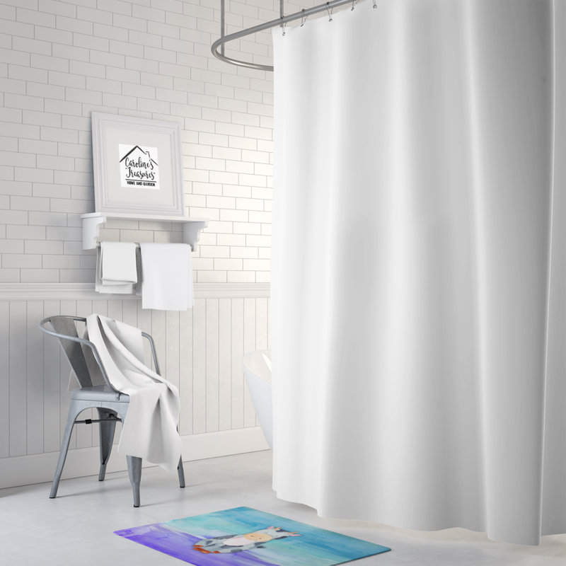 Tapis pour salle de bain en mousse à mémoire en aquarelle de vache Brenden