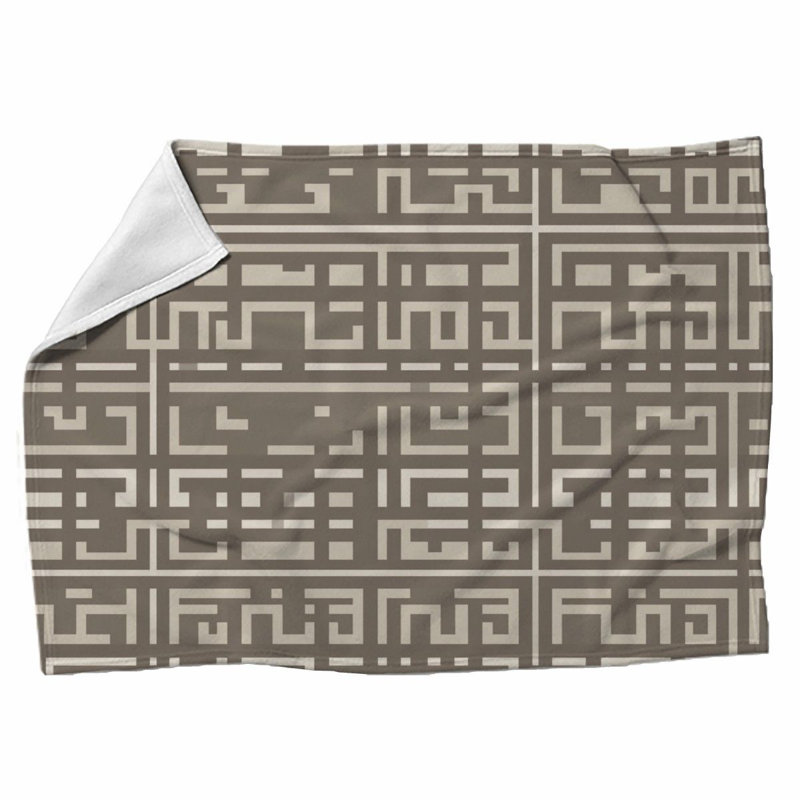 Machine Printed Throw Blanket, Geometric, Twin, Gray/Beige