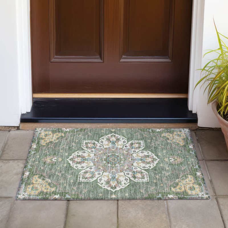 Machine Washable Indoor/Outdoor Huseby ACN2194 Global Rug, Rectangle 1'8" x 2'6"