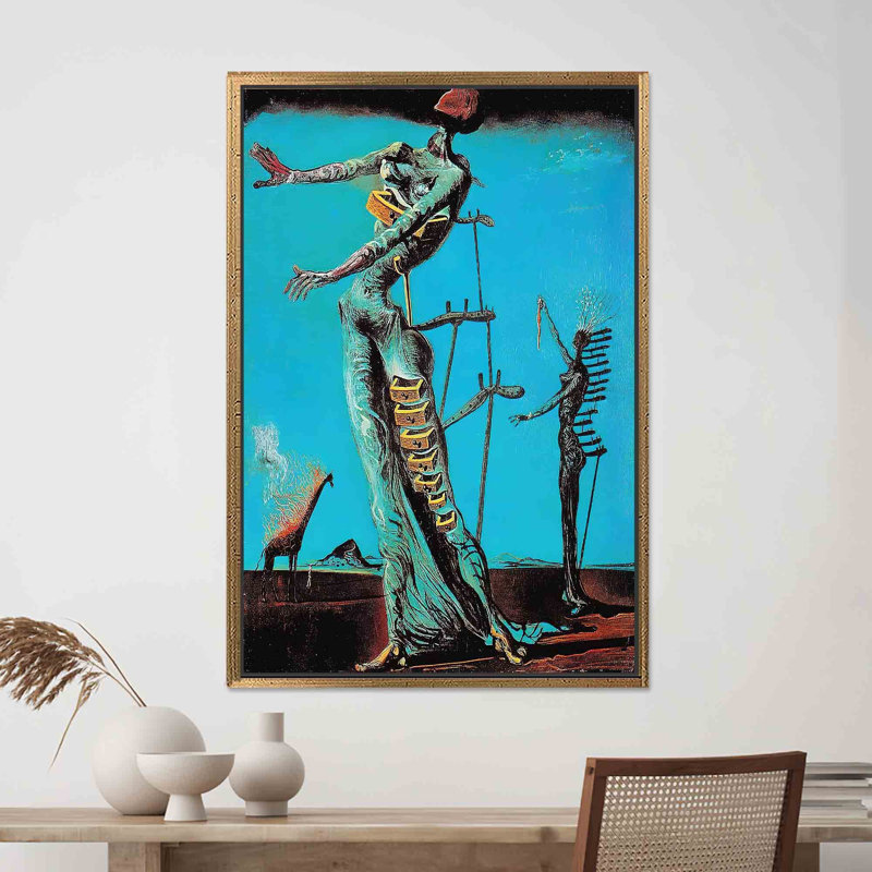 Reproduction d'art sur toile imprimée: Salvador Dali «Burning Giraffe», décoration murale, 1P, 63,1 po H x 39,4 po l