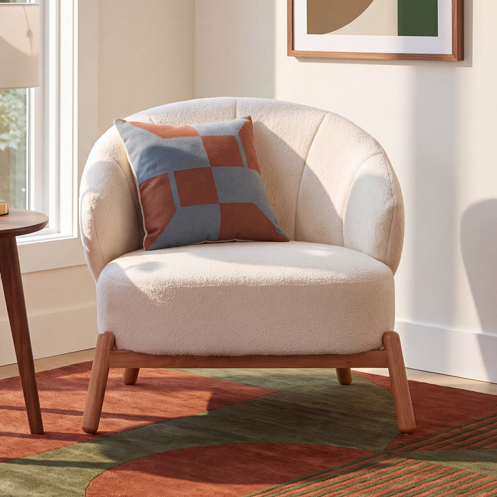 Ciel Accent Chair, Off White Performance Boucle
