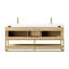 Meuble-lavabo à double cuve 72 "en chêne foncé Scotto avec plateau en pierre composite à grain blanc Scotto-77913763