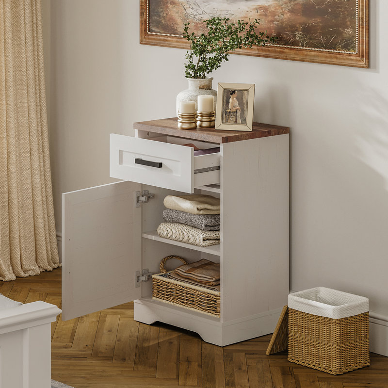 Table de chevet haute 32 pouces avec tablette réglable et tiroir Laziza, Blanc, Individuel