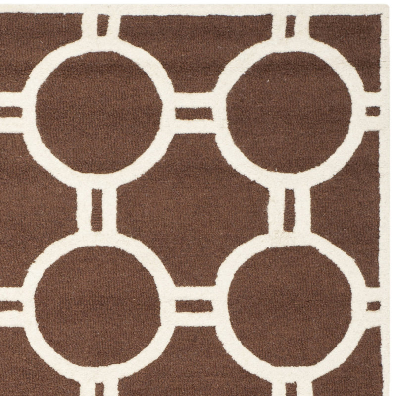 Deedgra Hand Tufted Wool Geometric Rug, Rectangle 5' x 8'