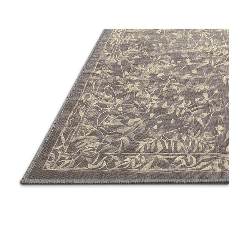 Tapis gris lavable à la machine, Rectangulaire 3 pi x 5 pi