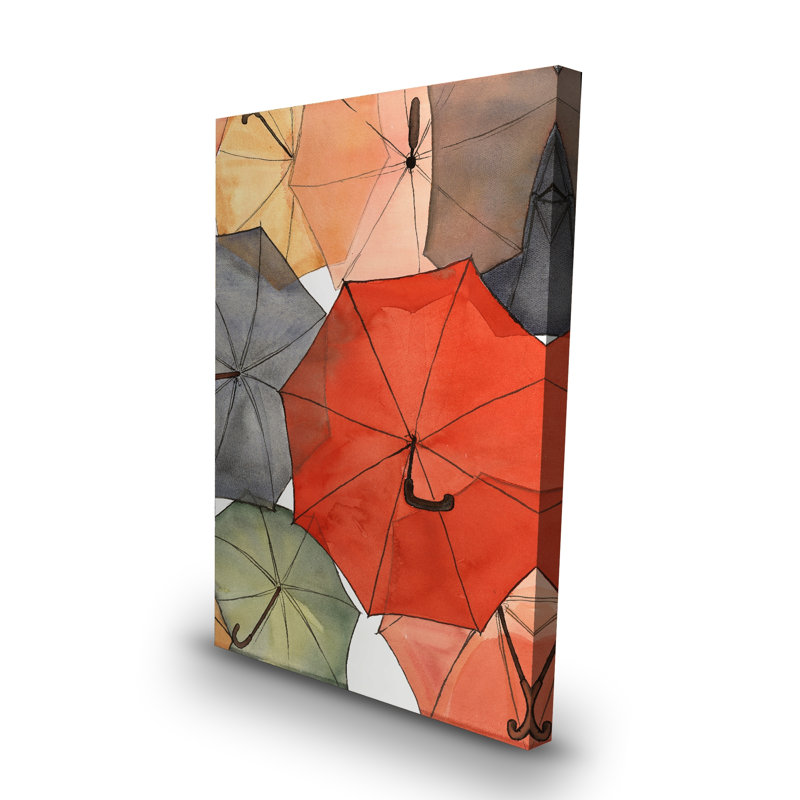 Les parapluies de Petit Champlain - Décor de toile rouge Bureau, H 36 po x l 24 po