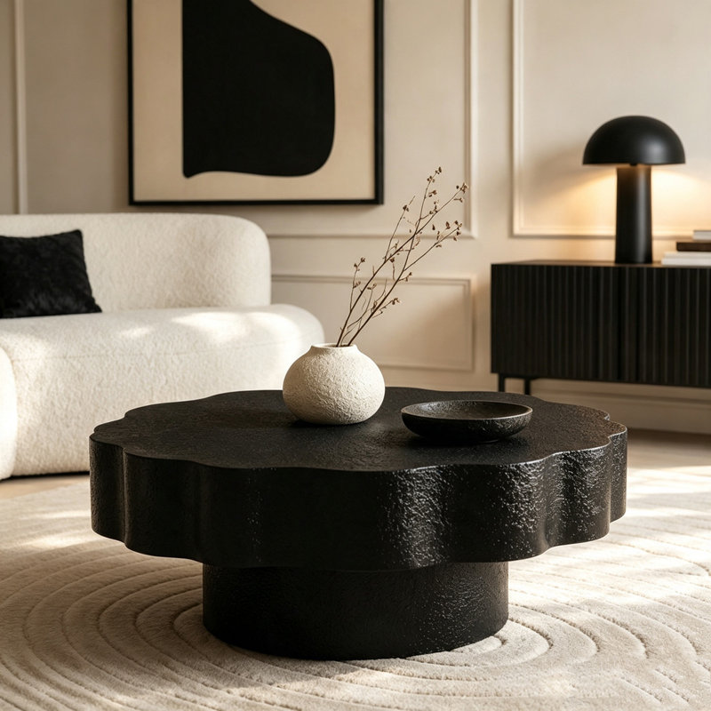 Table basse festonnée noire