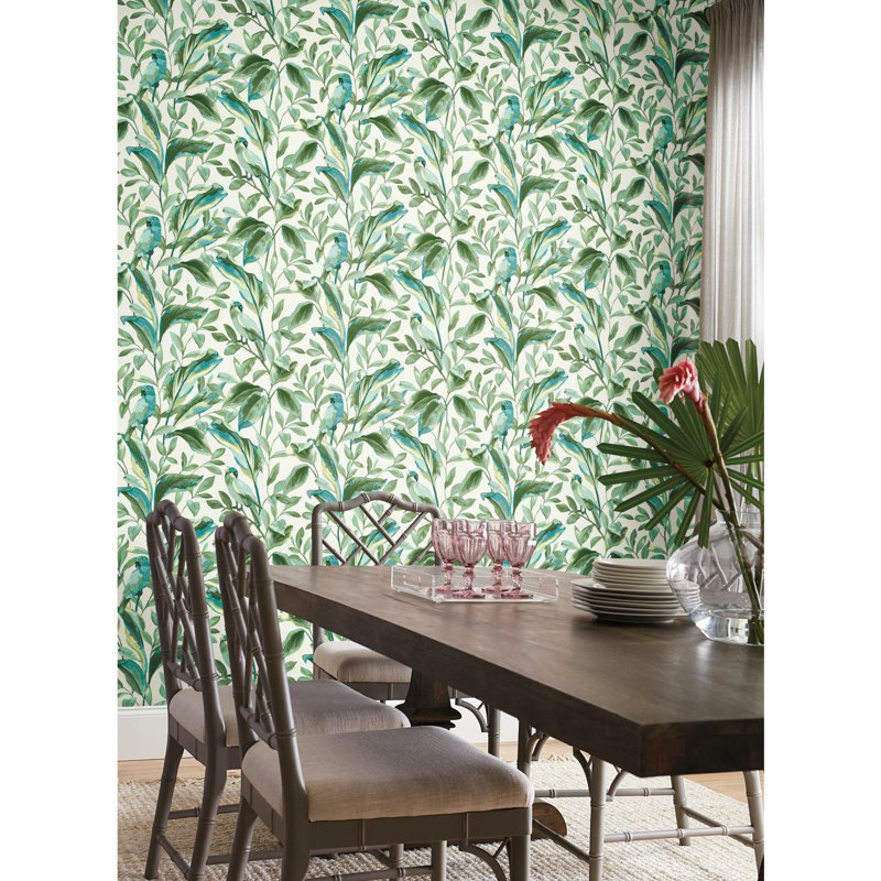 Tropical Love Birds Wallpaper, Black